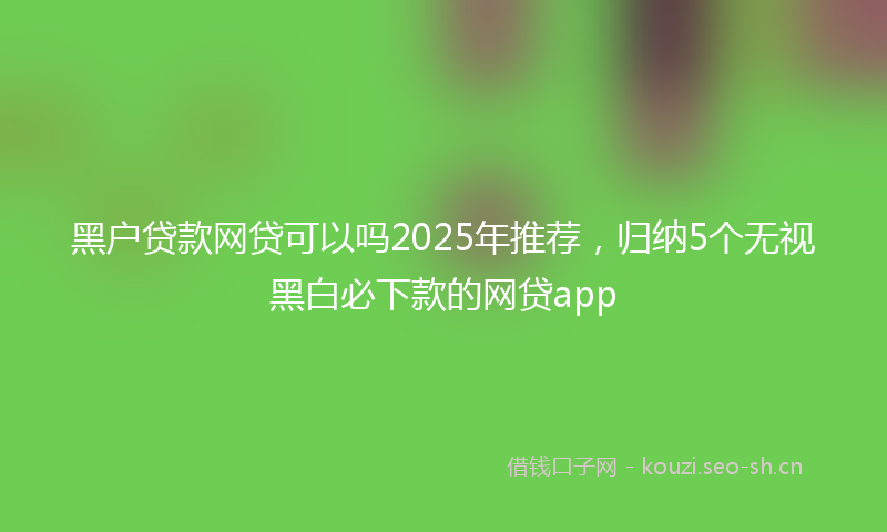 黑户贷款网贷可以吗2025年推荐，归纳5个无视黑白必下款的网贷app