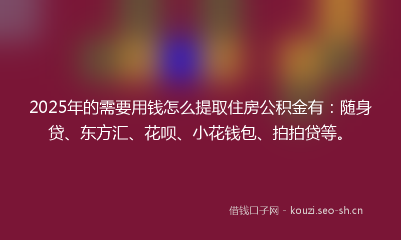 2025年的需要用钱怎么提取住房公积金有:随身贷、东方汇、花呗、小花钱包、拍拍贷等。