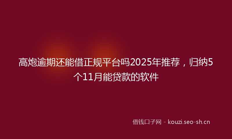 高炮逾期还能借正规平台吗2025年推荐，归纳5个11月能贷款的软件