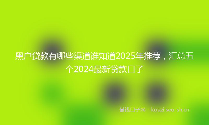 黑户贷款有哪些渠道谁知道2025年推荐,汇总五个2024最新贷款口子