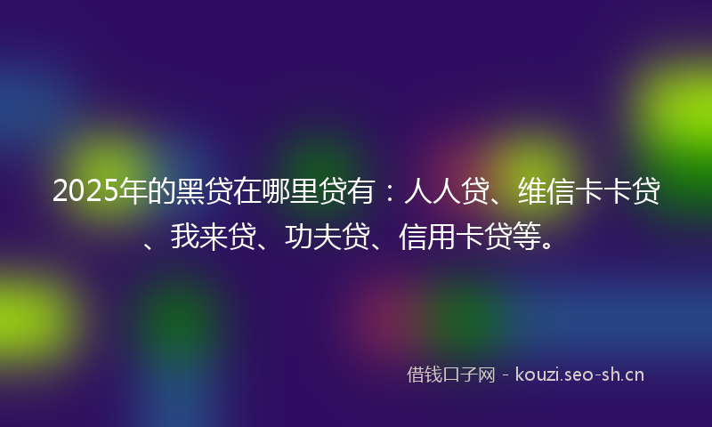 2025年的黑贷在哪里贷有：人人贷、维信卡卡贷、我来贷、功夫贷、信用卡贷等。