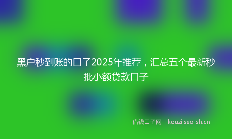 黑户秒到账的口子2025年推荐，汇总五个最新秒批小额贷款口子