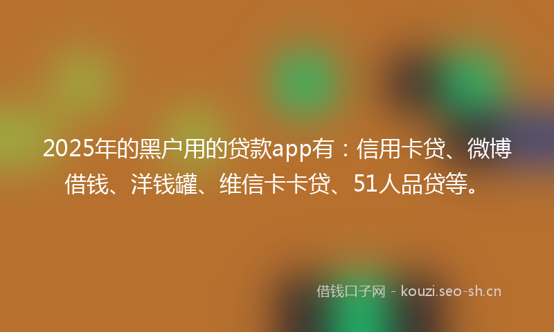 2025年的黑户用的贷款app有：信用卡贷、微博借钱、洋钱罐、维信卡卡贷、51人品贷等。