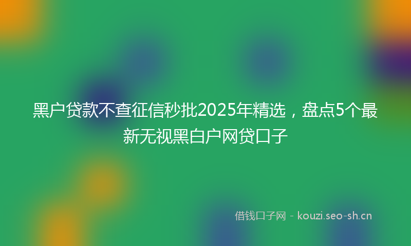 黑户贷款不查征信秒批2025年精选，盘点5个最新无视黑白户网贷口子