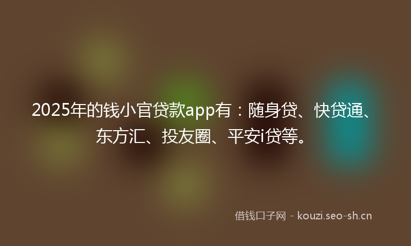 2025年的钱小官贷款app有：随身贷、快贷通、东方汇、投友圈、平安i贷等。