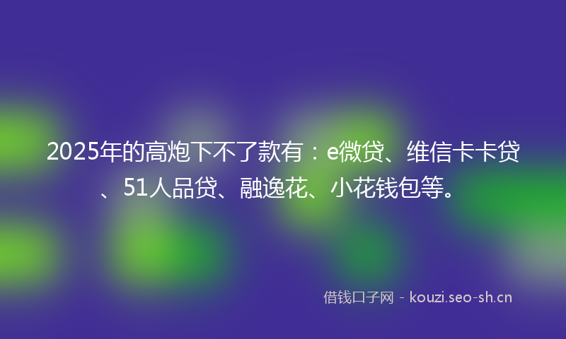 2025年的高炮下不了款有：e微贷、维信卡卡贷、51人品贷、融逸花、小花钱包等。