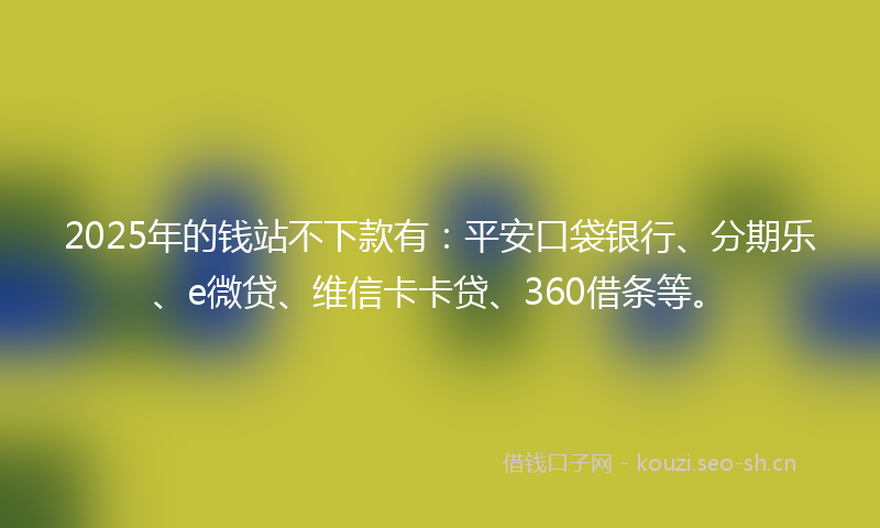 2025年的钱站不下款有：平安口袋银行、分期乐、e微贷、维信卡卡贷、360借条等。
