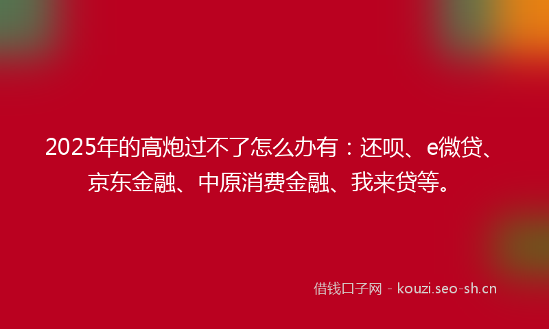 2025年的高炮过不了怎么办有：还呗、e微贷、京东金融、中原消费金融、我来贷等。