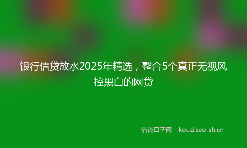银行信贷放水2025年精选，整合5个真正无视风控黑白的网贷