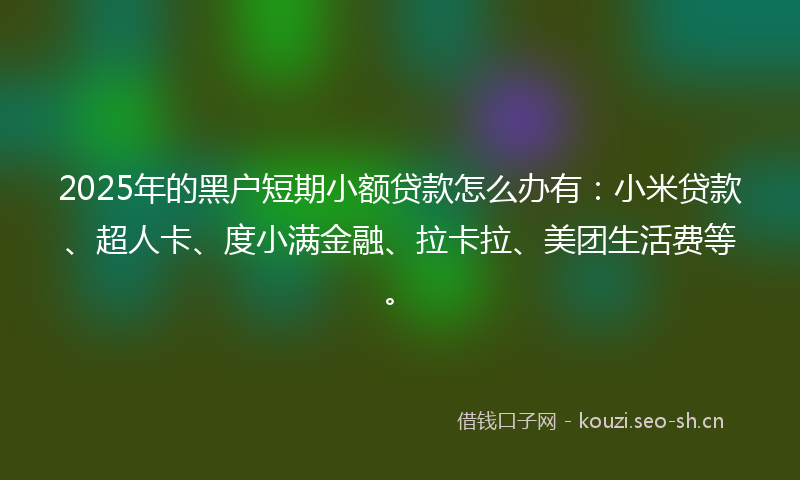 2025年的黑户短期小额贷款怎么办有：小米贷款、超人卡、度小满金融、拉卡拉、美团生活费等。