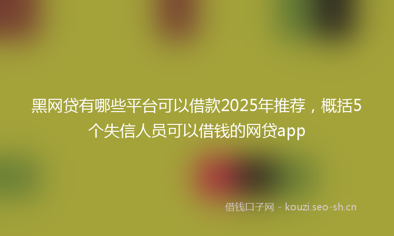黑网贷有哪些平台可以借款2025年推荐，概括5个失信人员可以借钱的网贷app