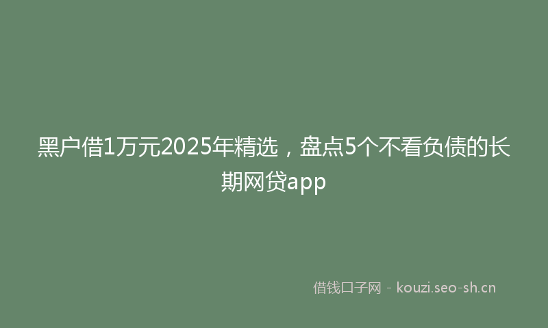 黑户借1万元2025年精选，盘点5个不看负债的长期网贷app