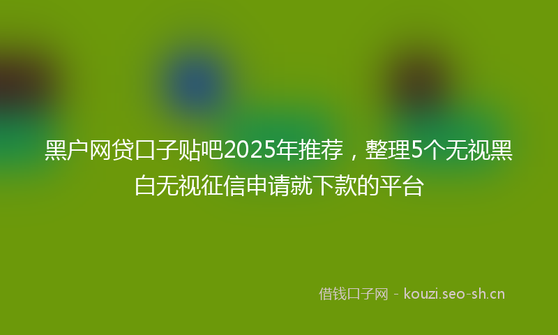 黑户网贷口子贴吧2025年推荐，整理5个无视黑白无视征信申请就下款的平台