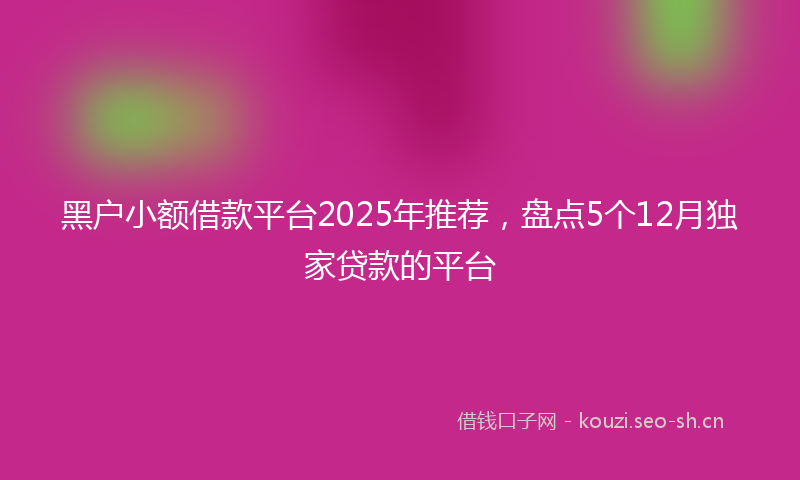 黑户小额借款平台2025年推荐，盘点5个12月独家贷款的平台