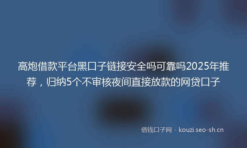 高炮借款平台黑口子链接安全吗可靠吗2025年推荐,归纳5个不审核夜间直接放款的网贷口子