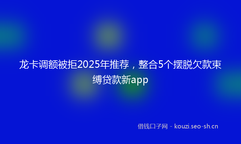 龙卡调额被拒2025年推荐，整合5个摆脱欠款束缚贷款新app