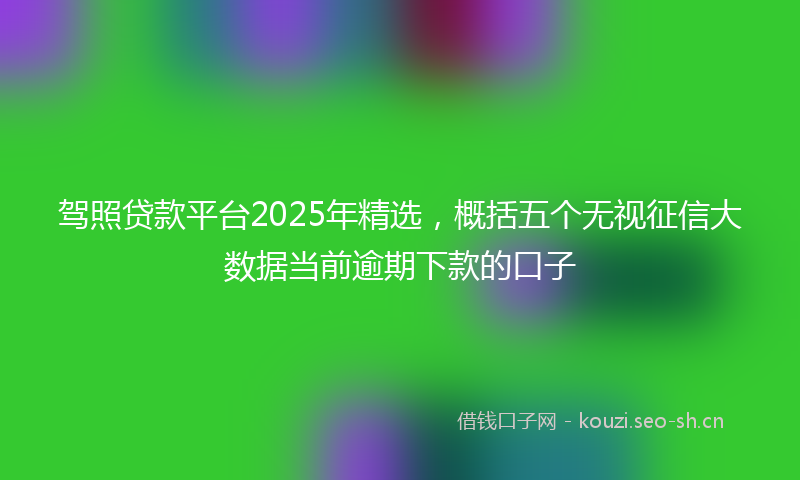 驾照贷款平台2025年精选，概括五个无视征信大数据当前逾期下款的口子