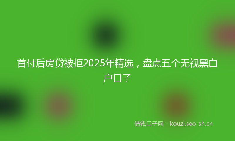 首付后房贷被拒2025年精选，盘点五个无视黑白户口子