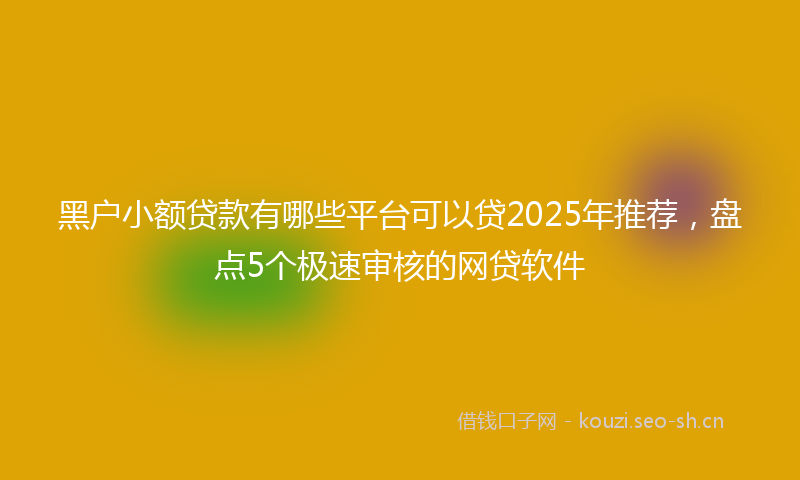 黑户小额贷款有哪些平台可以贷2025年推荐,盘点5个极速审核的网贷软件