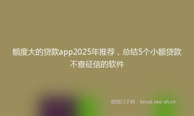 额度大的贷款app2025年推荐，总结5个小额贷款不查征信的软件