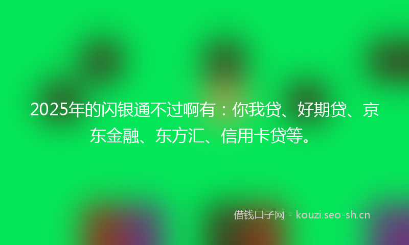 2025年的闪银通不过啊有：你我贷、好期贷、京东金融、东方汇、信用卡贷等。