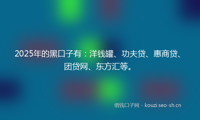 2025年的黑口子有：洋钱罐、功夫贷、惠商贷、团贷网、东方汇等。