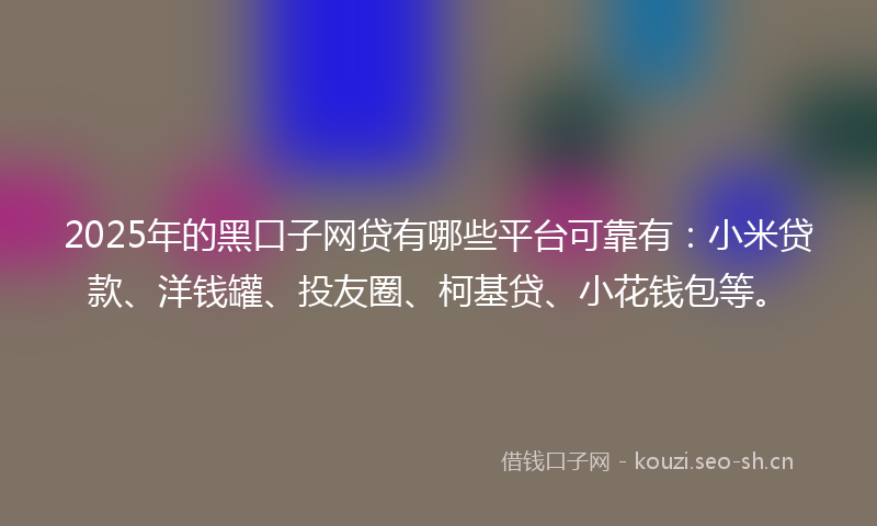 2025年的黑口子网贷有哪些平台可靠有：小米贷款、洋钱罐、投友圈、柯基贷、小花钱包等。