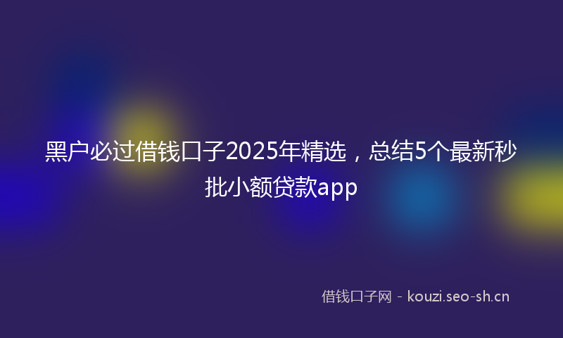 黑户必过借钱口子2025年精选，总结5个最新秒批小额贷款app