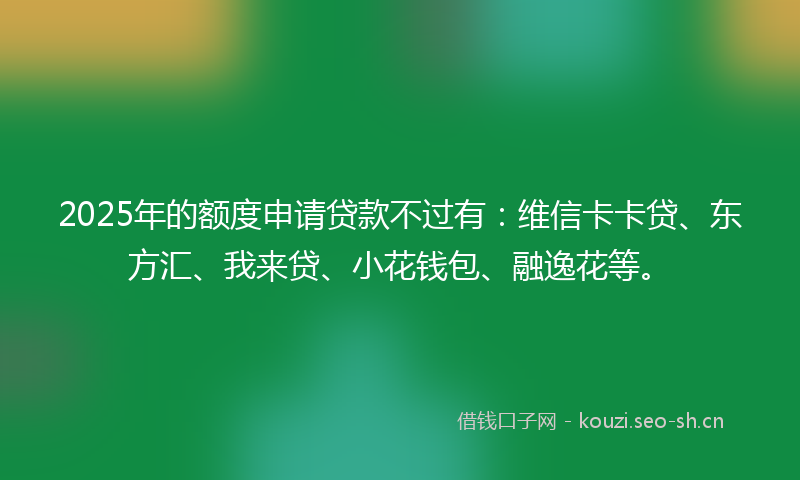 2025年的额度申请贷款不过有：维信卡卡贷、东方汇、我来贷、小花钱包、融逸花等。