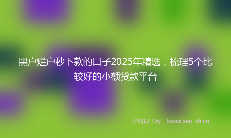 黑户烂户秒下款的口子2025年精选,梳理5个比较好的小额贷款平台