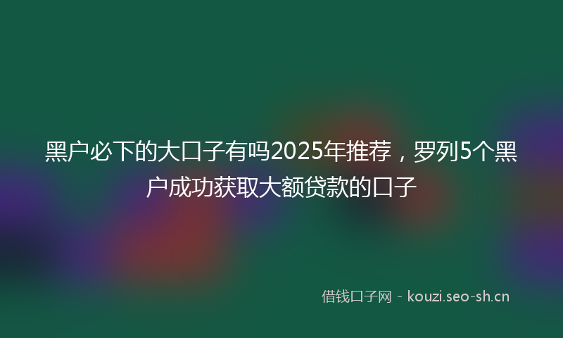 黑户必下的大口子有吗2025年推荐，罗列5个黑户成功获取大额贷款的口子