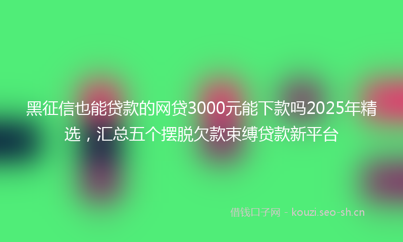 黑征信也能贷款的网贷3000元能下款吗2025年精选，汇总五个摆脱欠款束缚贷款新平台