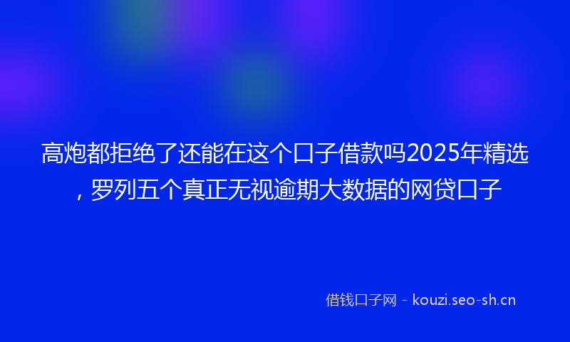 高炮都拒绝了还能在这个口子借款吗2025年精选,罗列五个真正无视逾期大数据的网贷口子