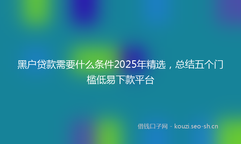 黑户贷款需要什么条件2025年精选，总结五个门槛低易下款平台