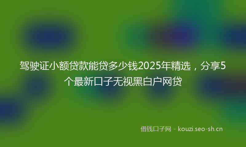 驾驶证小额贷款能贷多少钱2025年精选，分享5个最新口子无视黑白户网贷