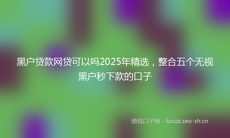 黑户贷款网贷可以吗2025年精选，整合五个无视黑户秒下款的口子