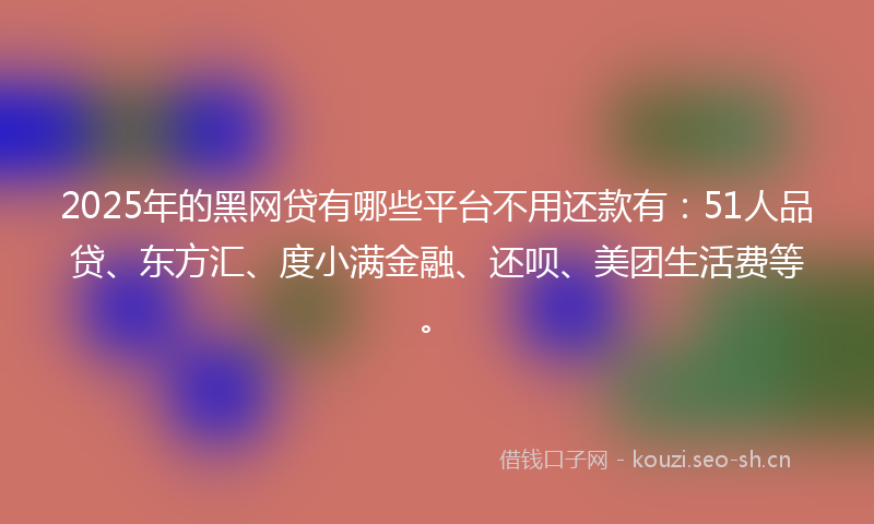 2025年的黑网贷有哪些平台不用还款有:51人品贷、东方汇、度小满金融、还呗、美团生活费等。