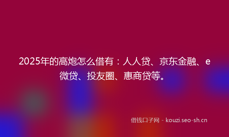 2025年的高炮怎么借有：人人贷、京东金融、e微贷、投友圈、惠商贷等。