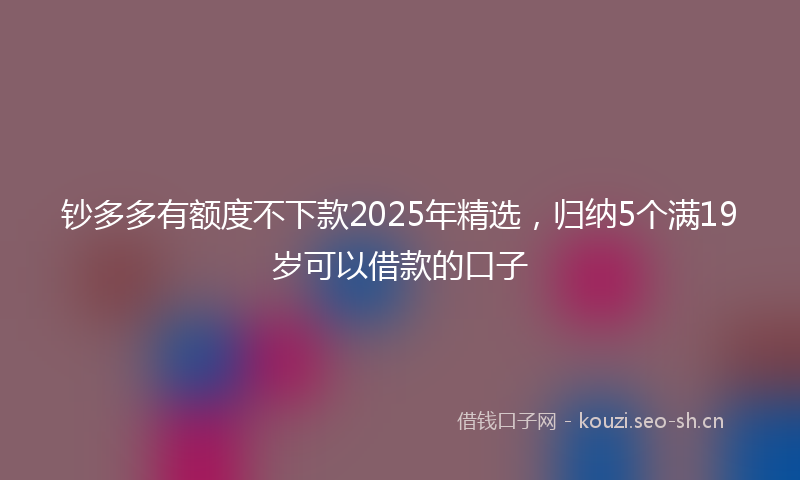 钞多多有额度不下款2025年精选，归纳5个满19岁可以借款的口子