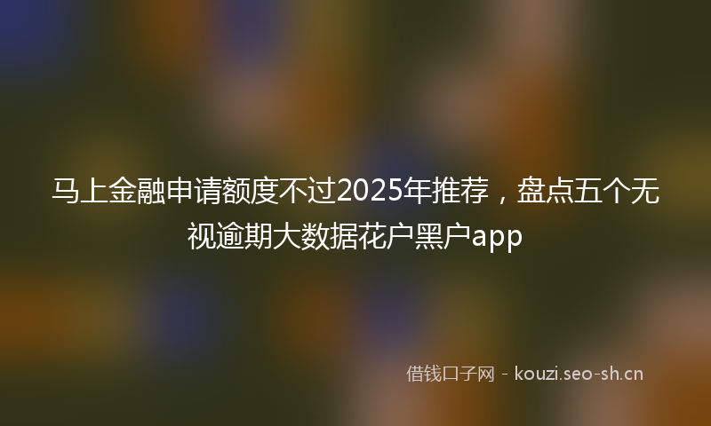 马上金融申请额度不过2025年推荐，盘点五个无视逾期大数据花户黑户app