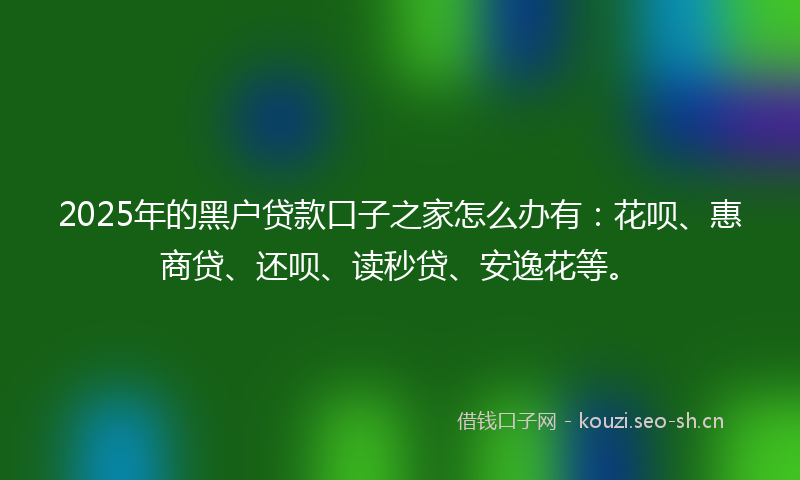 2025年的黑户贷款口子之家怎么办有：花呗、惠商贷、还呗、读秒贷、安逸花等。