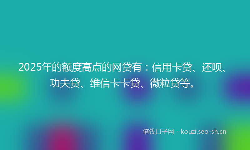 2025年的额度高点的网贷有：信用卡贷、还呗、功夫贷、维信卡卡贷、微粒贷等。