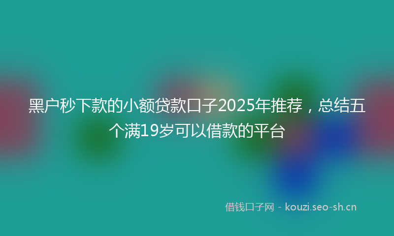 黑户秒下款的小额贷款口子2025年推荐，总结五个满19岁可以借款的平台
