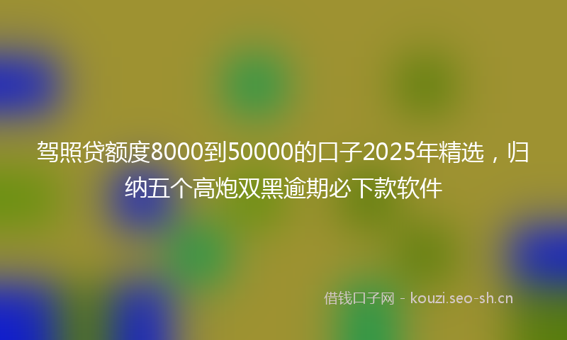 驾照贷额度8000到50000的口子2025年精选,归纳五个高炮双黑逾期必下款软件