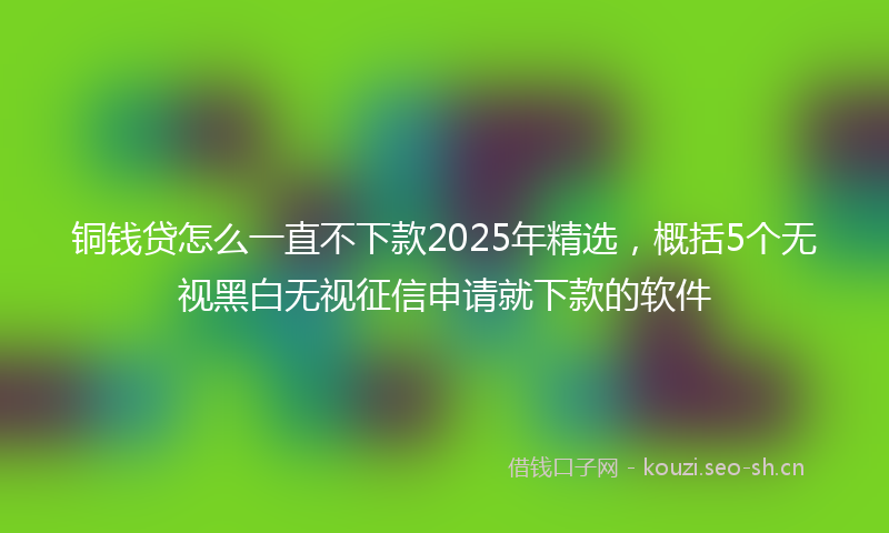 铜钱贷怎么一直不下款2025年精选，概括5个无视黑白无视征信申请就下款的软件