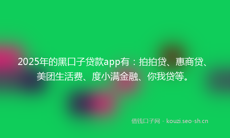 2025年的黑口子贷款app有:拍拍贷、惠商贷、美团生活费、度小满金融、你我贷等。