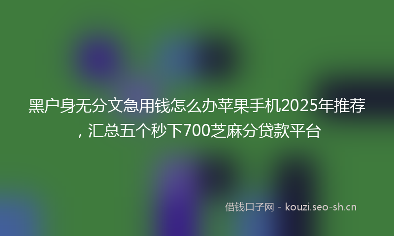 黑户身无分文急用钱怎么办苹果手机2025年推荐，汇总五个秒下700芝麻分贷款平台