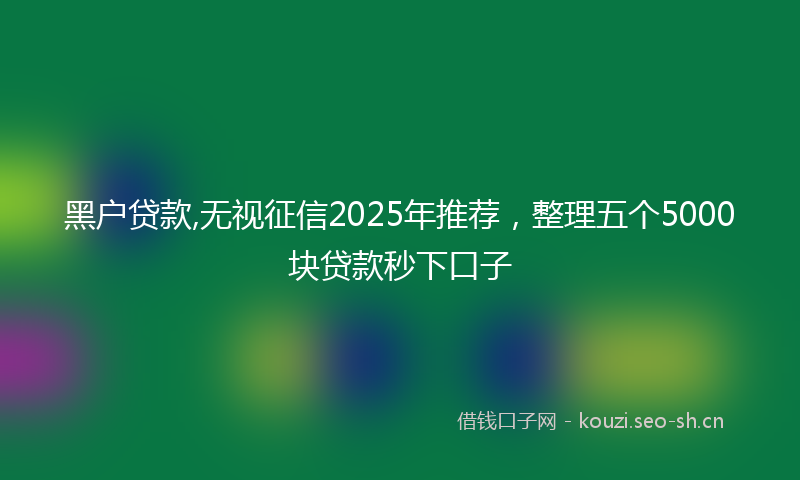 黑户贷款,无视征信2025年推荐,整理五个5000块贷款秒下口子