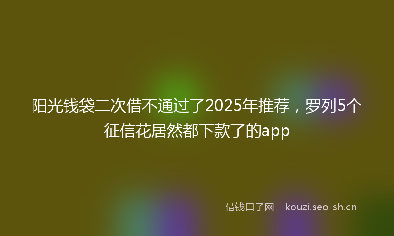 阳光钱袋二次借不通过了2025年推荐,罗列5个征信花居然都下款了的app