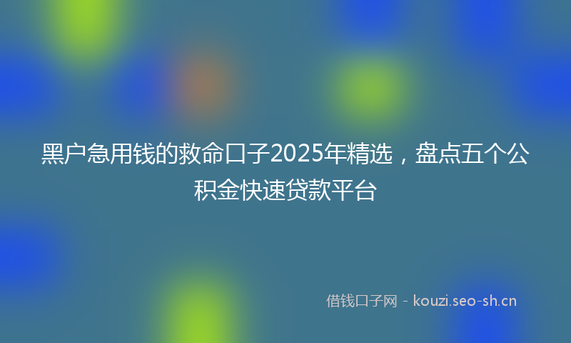 黑户急用钱的救命口子2025年精选，盘点五个公积金快速贷款平台